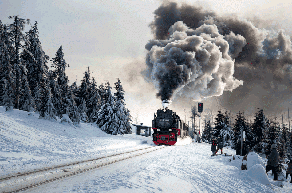 Mit dem Zug unterwegs.