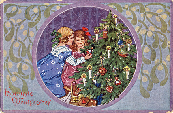 Ein Bild, das Weihnachten in früheren Zeiten zeigt.