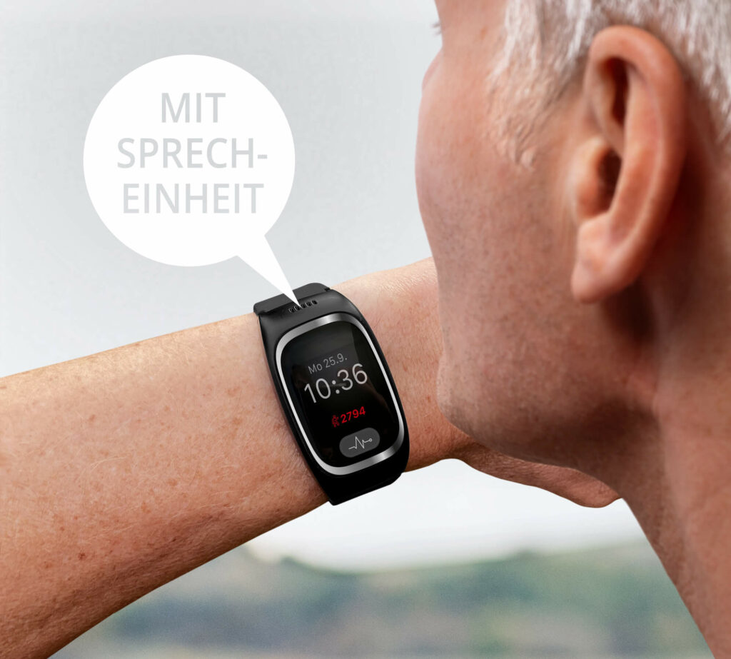 In die Notruf-Uhr sprechen