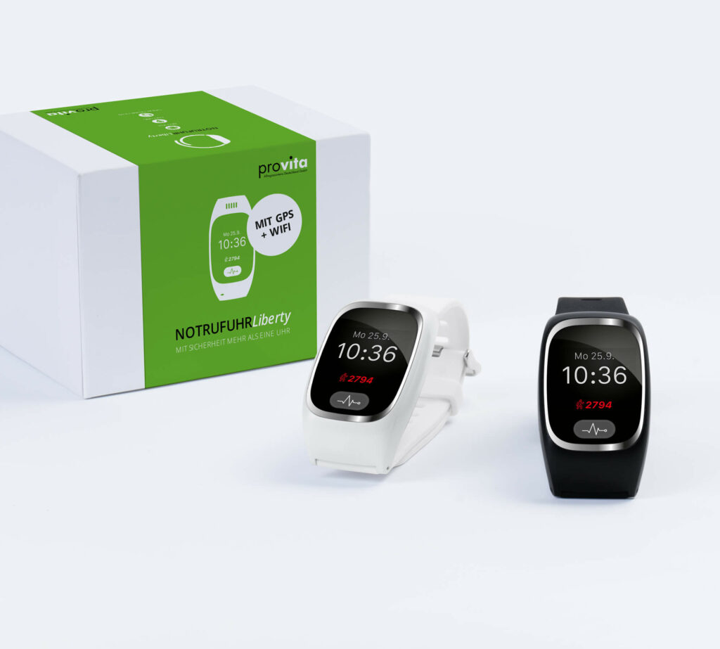 Provita Notruf-Uhr Liberty mit Verpackung