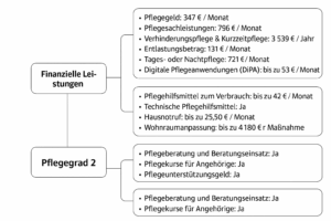 Diese Grafik zeigt die Leistungen bei Pflegegrad 2 auf.